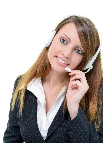 Smiling attractive call center agent — Stock Photo, Image