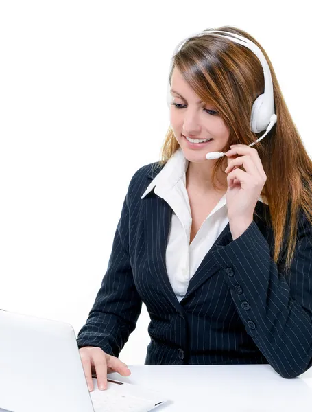 Smiling attractive call center agent — Stock Photo, Image