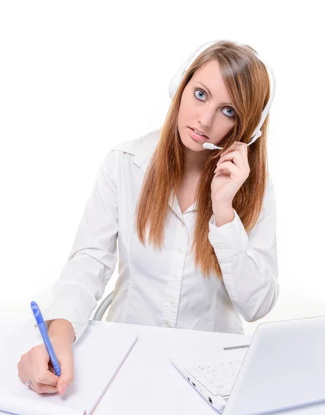 Sorrindo atraente call center agente — Fotografia de Stock