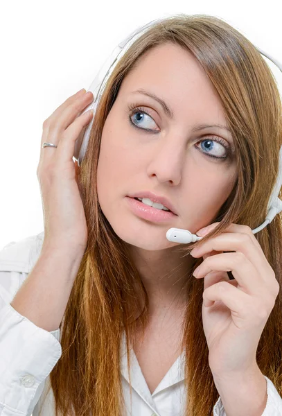 Smiling attractive call center agent — Stock Photo, Image