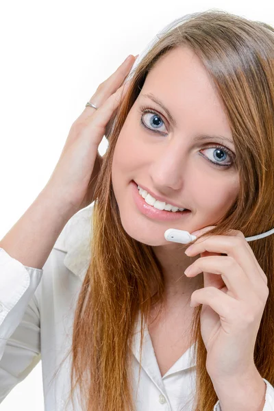 Sorrindo atraente call center agente — Fotografia de Stock