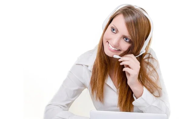 Smiling attractive call center agent — Stock Photo, Image