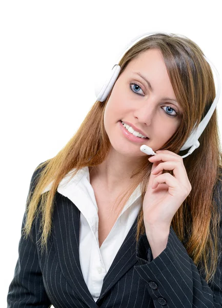Smiling attractive call center agent Royalty Free Stock Photos