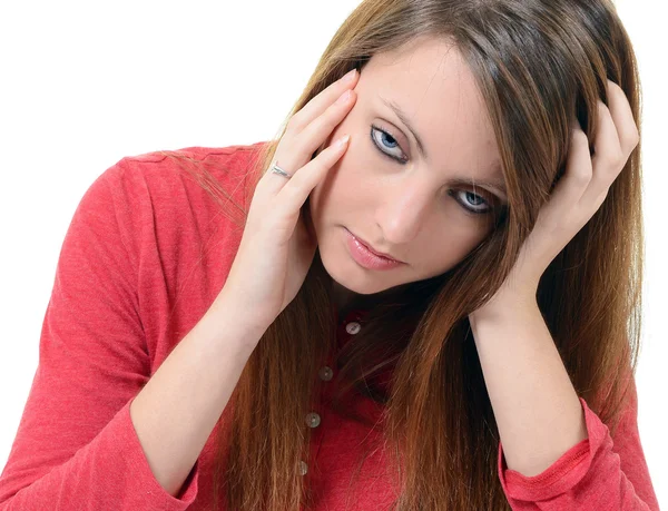 Junge charmante Frau mit starken Kopfschmerzen — Stockfoto