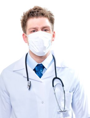 tıbbi doktor stetoskop ve cerrahi maske