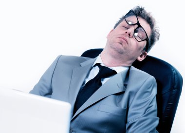 ofiste yorgun komik işadamı