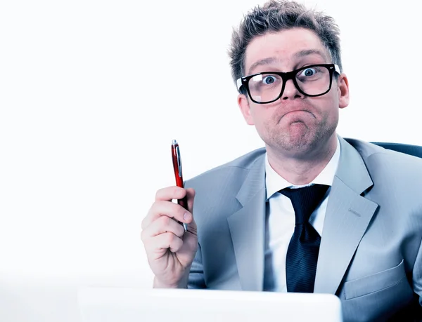 Crazy and funny manager stressed at work — Stock Photo, Image
