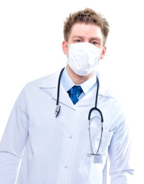 tıbbi doktor stetoskop ve cerrahi maske