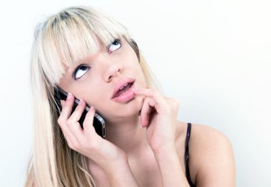 telefon etmek süre durulması çekici sarışın kız