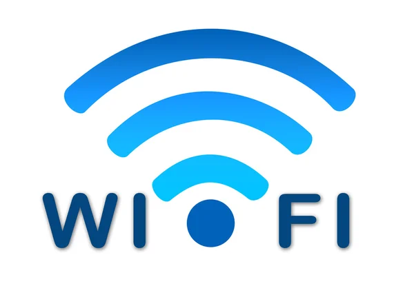 Ícone azul da rede Wi-Fi sem fio — Fotografia de Stock