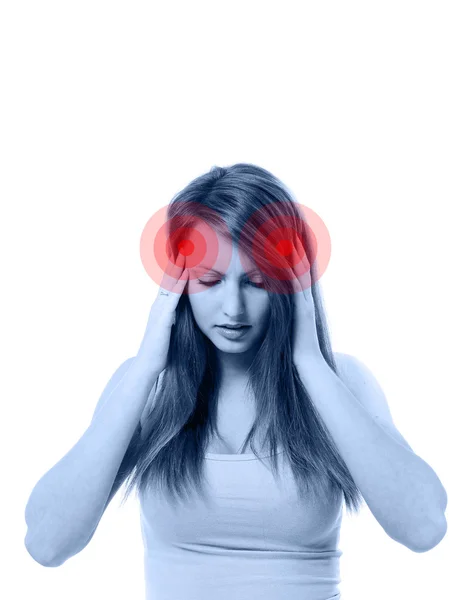 Young beautiful woman with severe headache — Stock Photo, Image