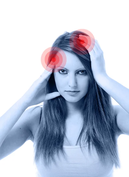 Young beautiful woman with severe headache — Stock Photo, Image