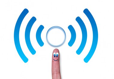 Kablosuz ağ simgesi wifi cercle üstünde parmak ile
