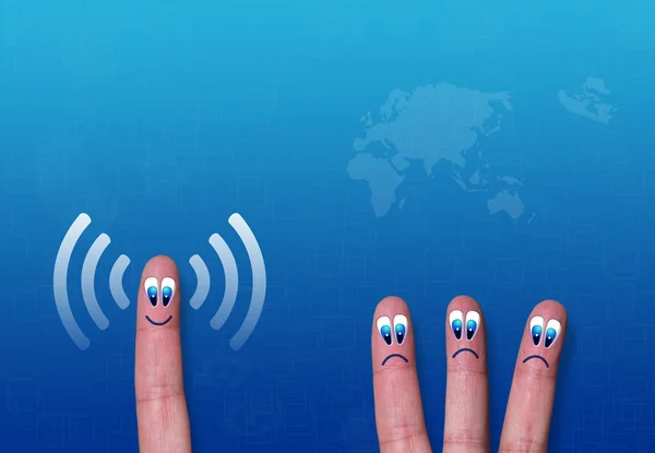 Wireless network wifi fingers metaphor — Stock Photo, Image