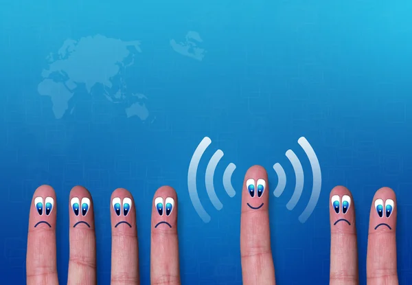 Wireless network wifi fingers metaphor — Stock Photo, Image