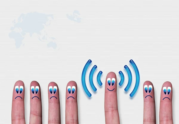 Wireless network wifi fingers metaphor — Stock Photo, Image