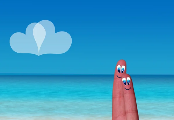 Romantyczna para palców na plaży — Zdjęcie stockowe