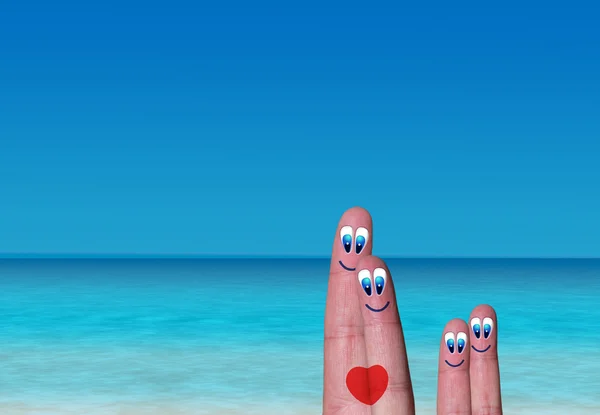 Fingers connected by a heart with their children — Stock Photo, Image