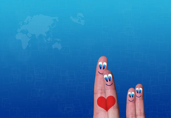 Verliefde paar van vingers met hun kinderen — Stockfoto
