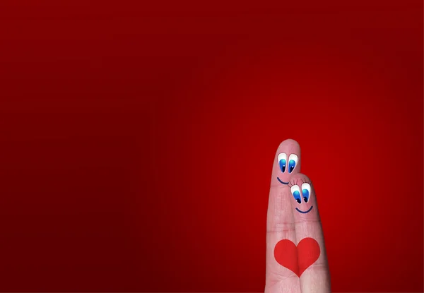 Mignon couple de doigts connecté par un coeur — Photo