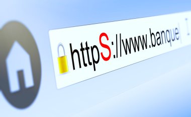https ile tarayıcı bar closeup yazmış, asma kilit ve banka etki alanı adı
