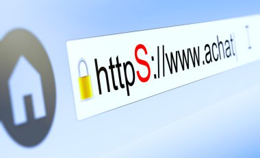 Closeup of browser bar with https typed in, padlock and shop domain name clipart
