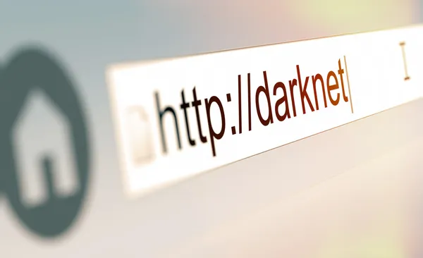 Primer plano de la barra del navegador con Darknet url escrito en — Foto de Stock
