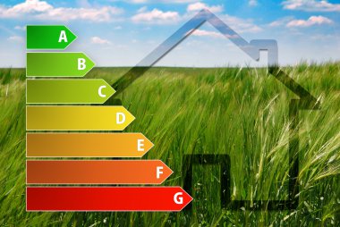 simge yeşil arka plana sahip ev enerji verimliliği değerlendirme