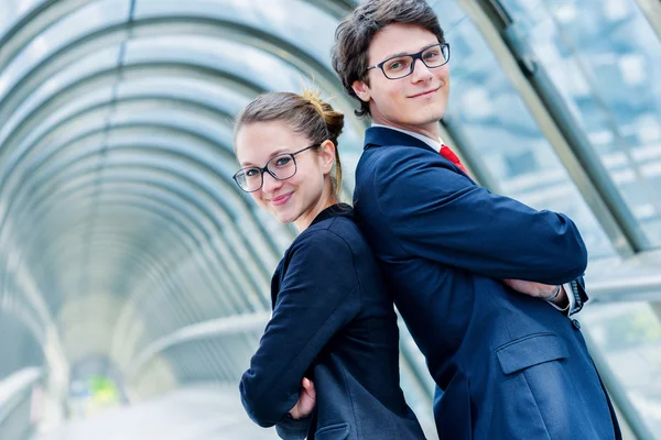 Expressive portrait Junior executives of company crossed arms — Stock Photo, Image
