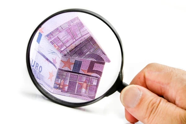 Real estate concept with Euro bank notes — Stock Photo, Image