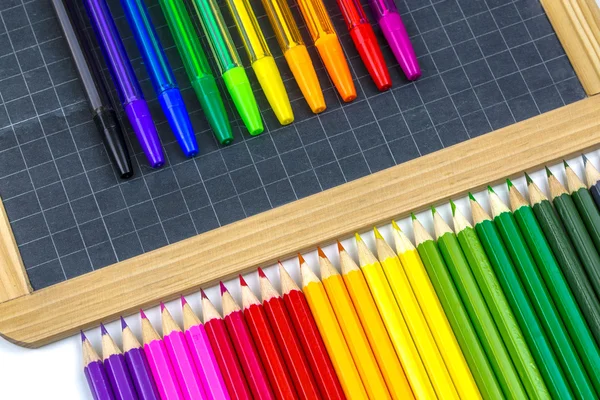 Closeup on colorful school supplies — Stock Photo, Image