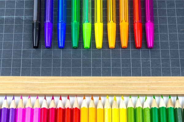 Closeup on colorful school supplies — Stock Photo, Image