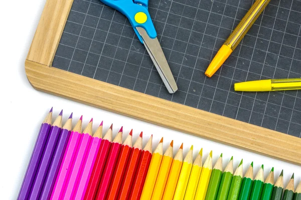 Closeup on colorful school supplies — Stock Photo, Image