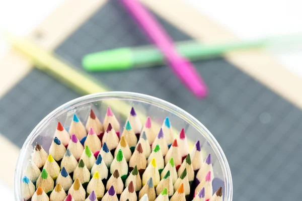 Closeup of multicolored crayon tips — Stock Photo, Image