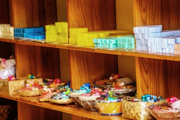 Handmade soap on a beauty shop — Stock Photo, Image