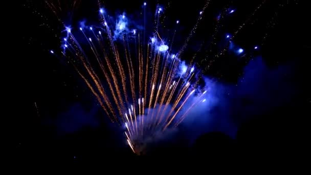 Feuerwerk bunter Gewehreffekt mit menschlichen Silhouetten