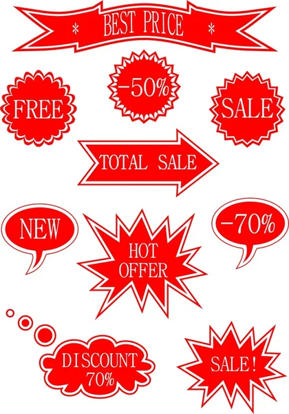 A set of labels, stickers, red price, the sale Stock Vector