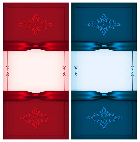 Vintage davetiye kartları kırmızı ve mavi