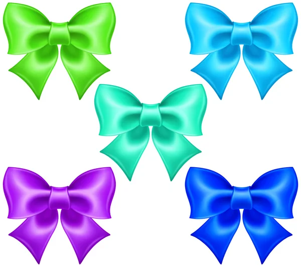 Silk bows in cool colors — Stock Vector