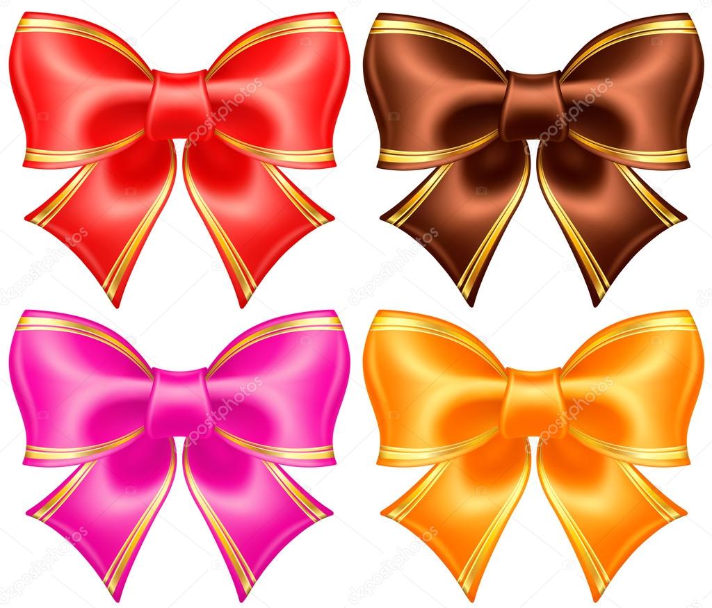 Silk bows in warm colors with golden edging