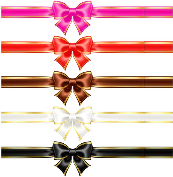Bows with edging and ribbons in warm colors — Stock Vector