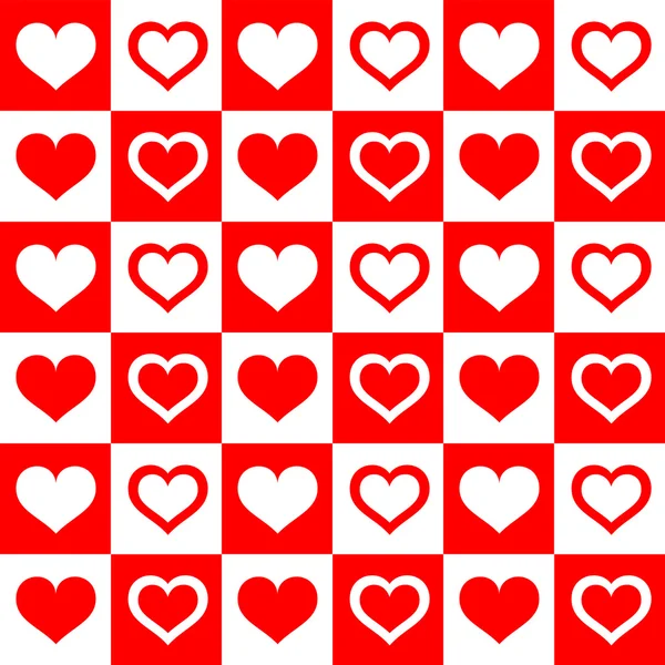 Sömlös röda vita hjärtan — Stock vektor
