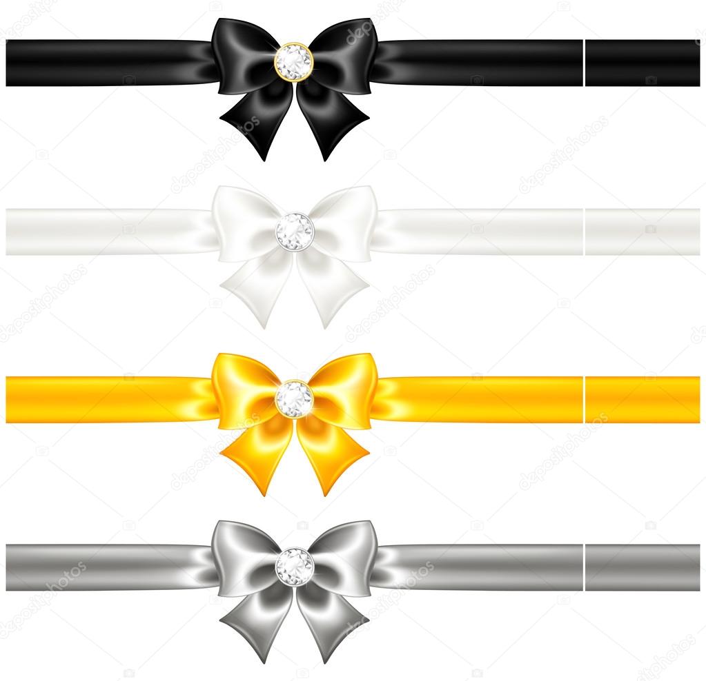 Silk bows black and gold with diamonds and ribbons
