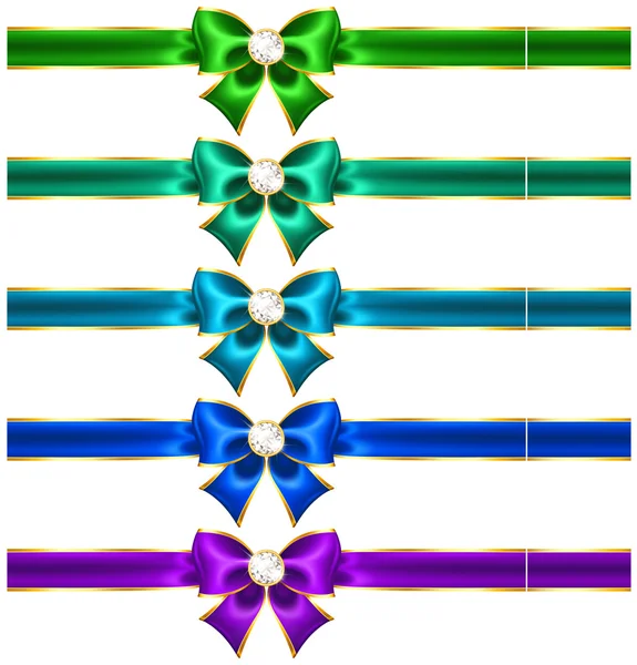 Arcs festifs avec diamants et rubans — Image vectorielle