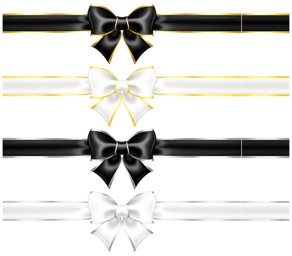 Arcs blancs et noirs avec bordure or et argent et rubans — Image vectorielle
