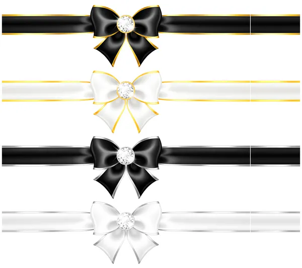 Beyaz ve siyah elmas altın kenar ve kurdeleler ile yay