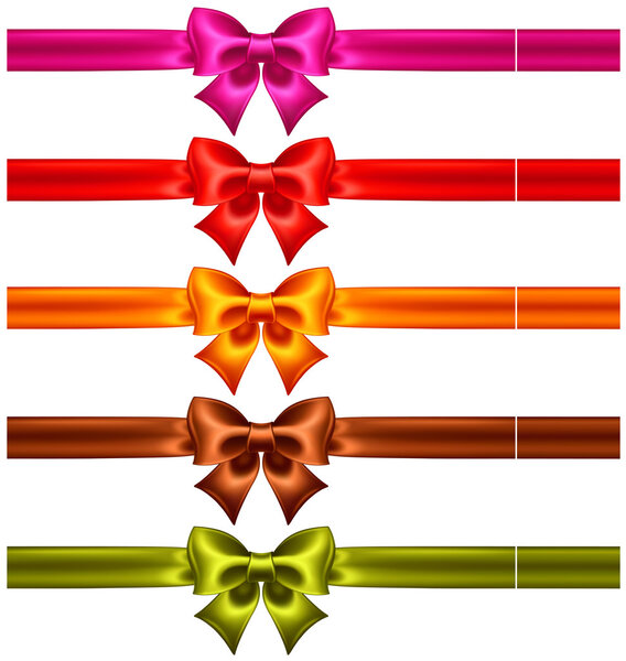Festive bows in warm colors with ribbons