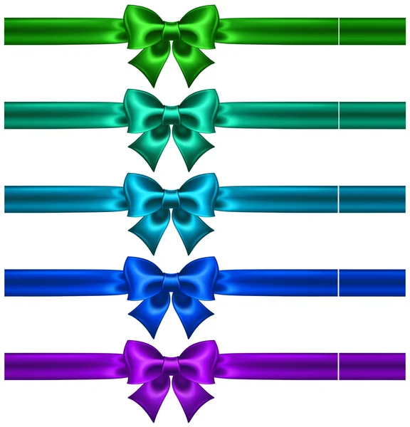 Festive bows in cool colors with ribbons — Stock Vector