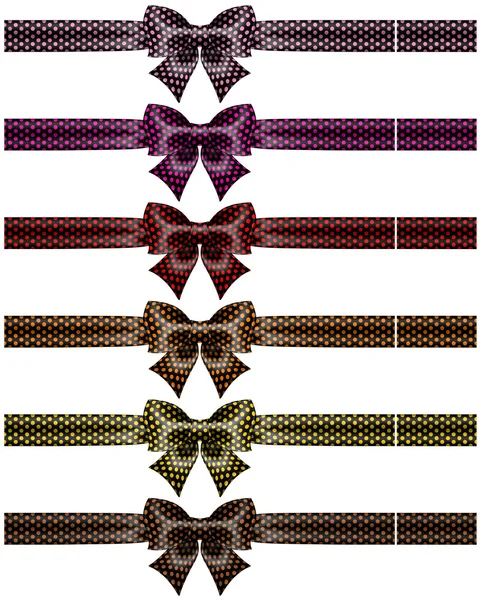 Arcs à pois noirs vacances avec rubans — Image vectorielle