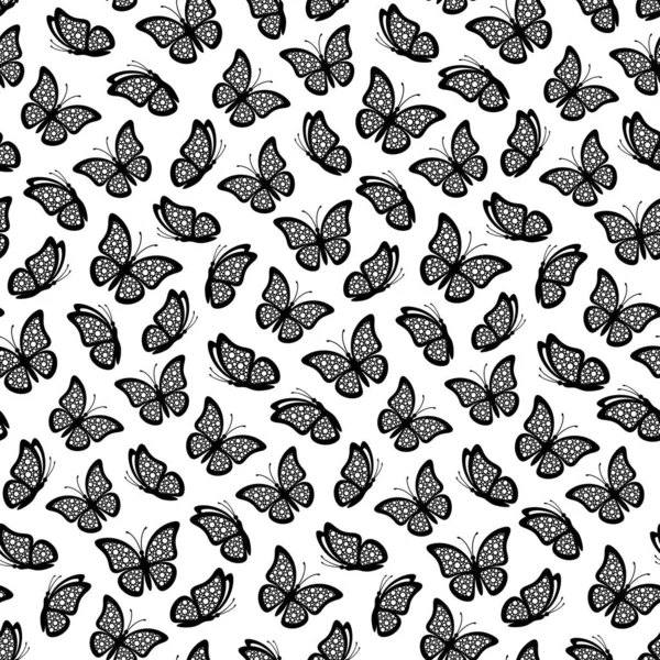 Modèle Sans Couture Papillons Avec Des Ailes Pointillées Isolées Sur — Image vectorielle